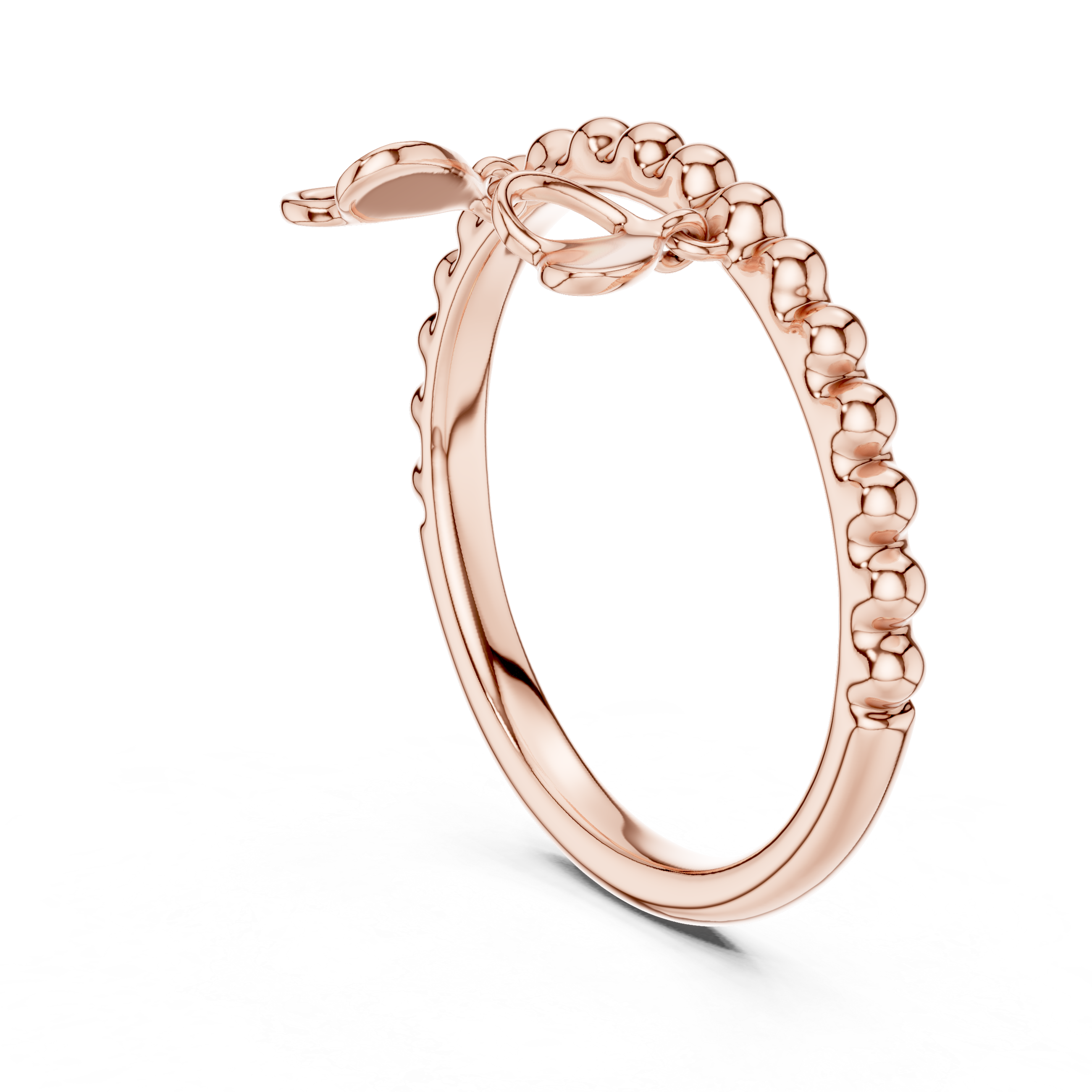 Bubble Band Ring with Lab Grown Diamond Hanging Heart Charms