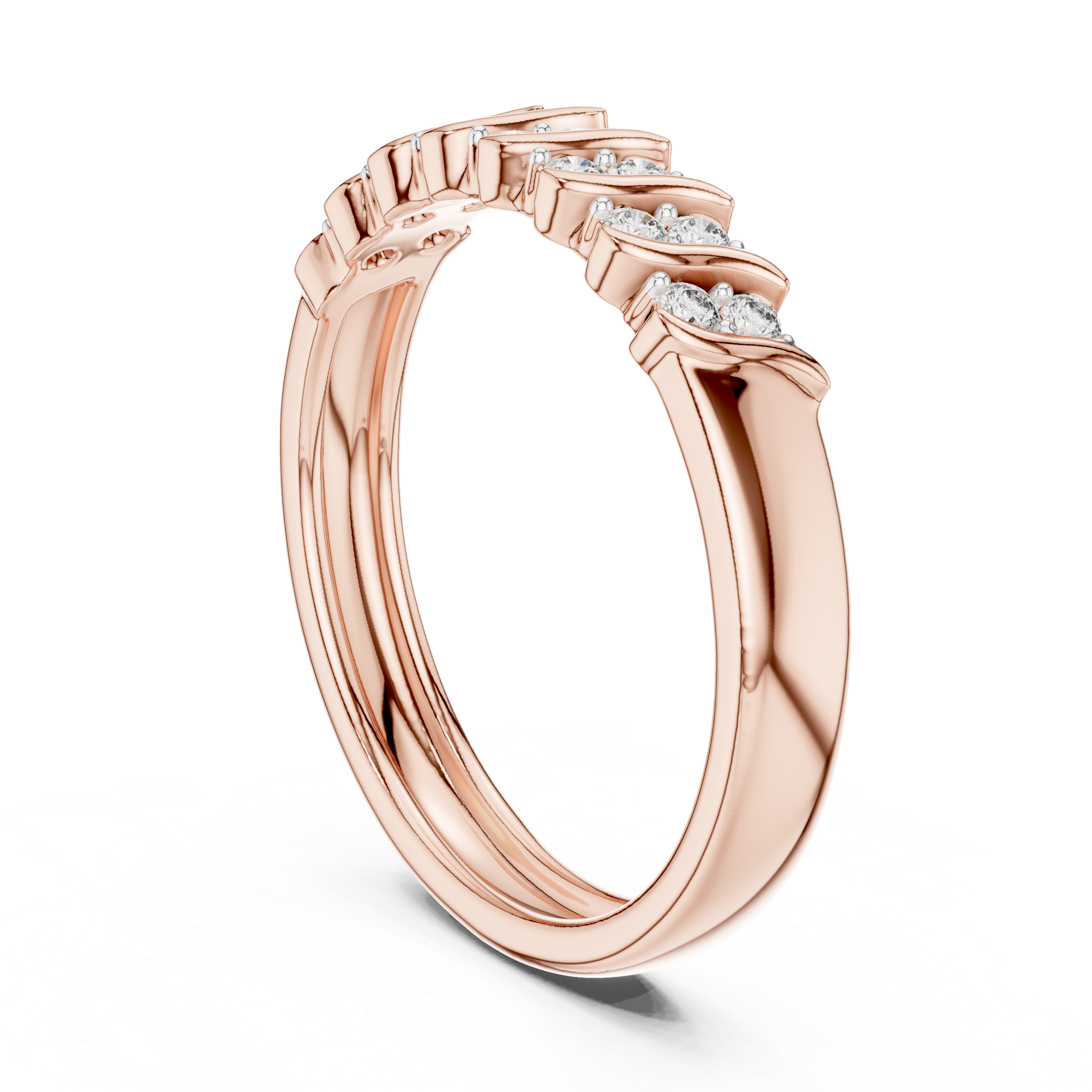 Round Cut Lab Diamond Shared Prong Stackable Wedding Band