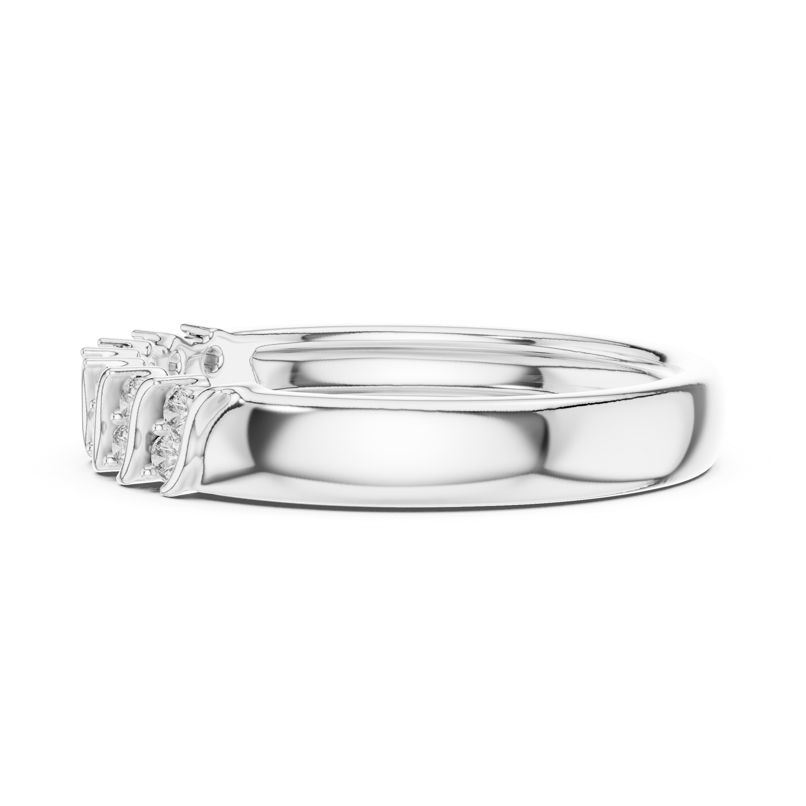 Round Cut Lab Diamond Shared Prong Stackable Wedding Band