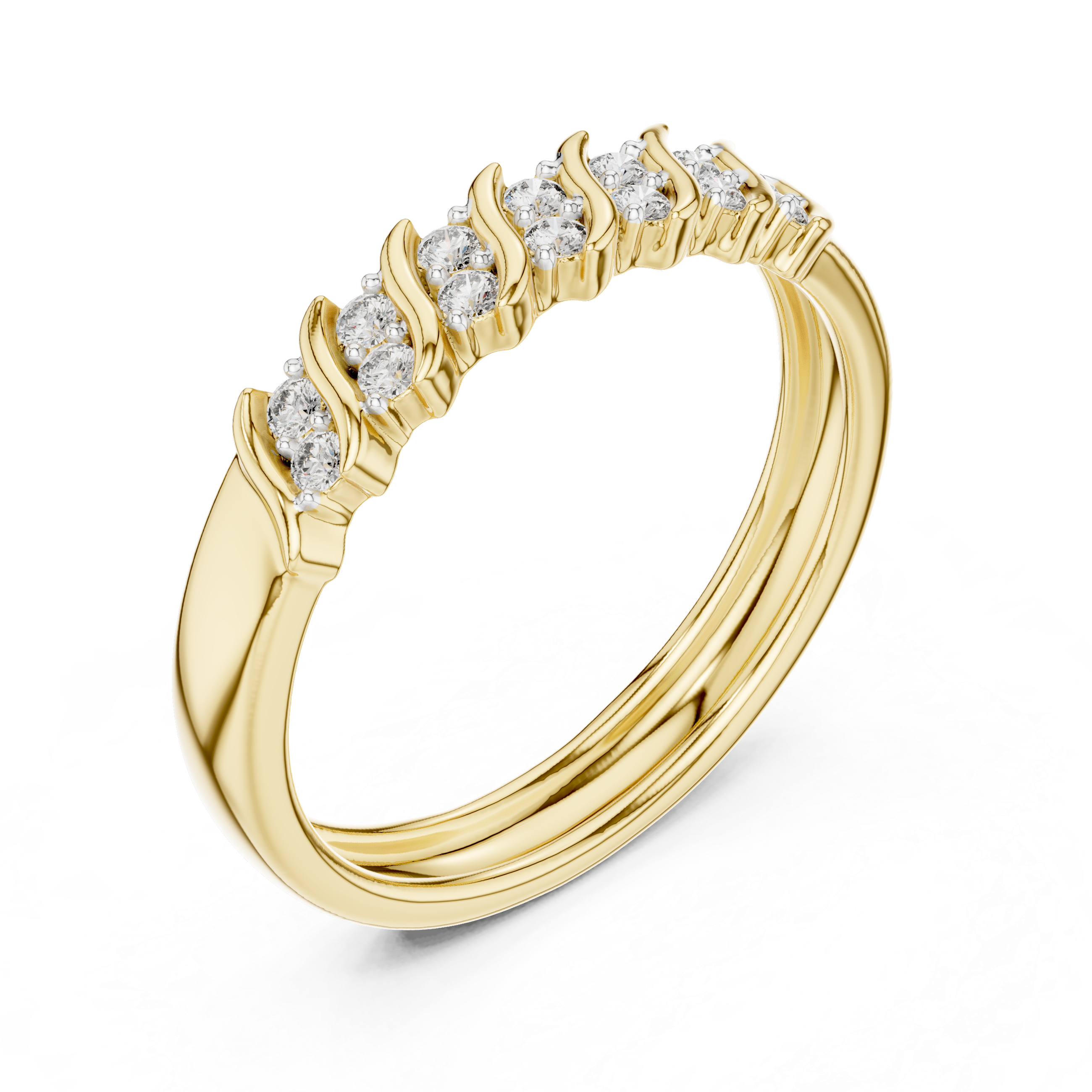 Round Cut Lab Diamond Shared Prong Stackable Wedding Band