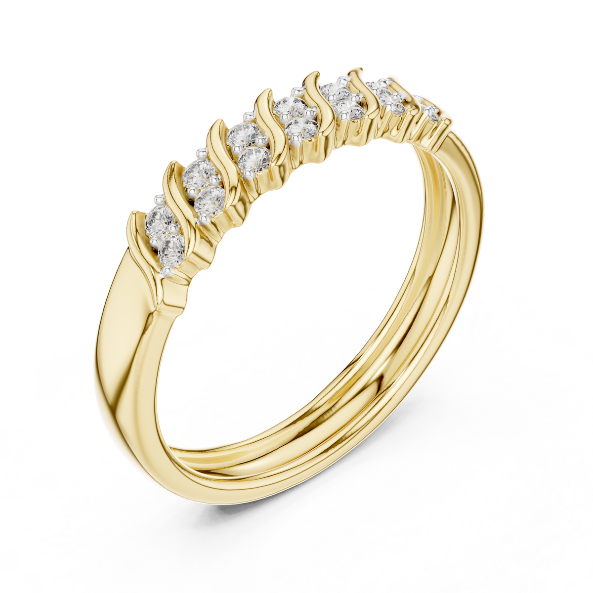 Round Cut Lab Diamond Shared Prong Stackable Wedding Band