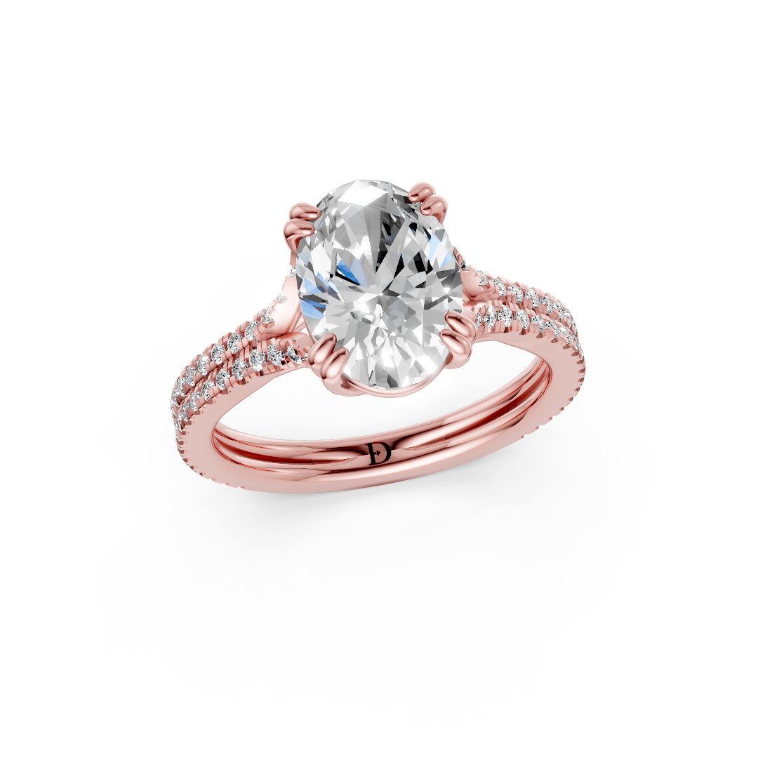 Oval Diamond Double Band Engagement Ring