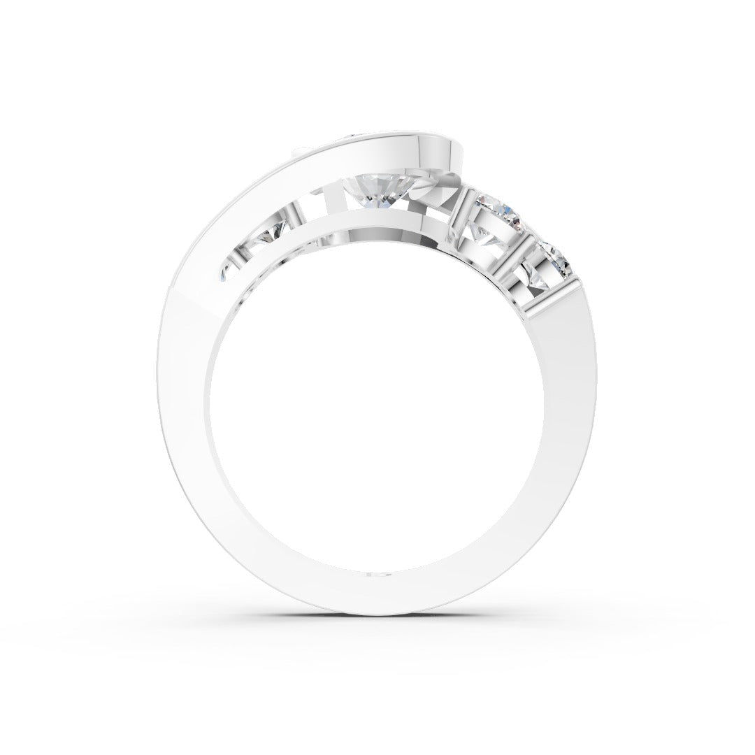 Unique Five-Stone Oval And Round Diamond Ring