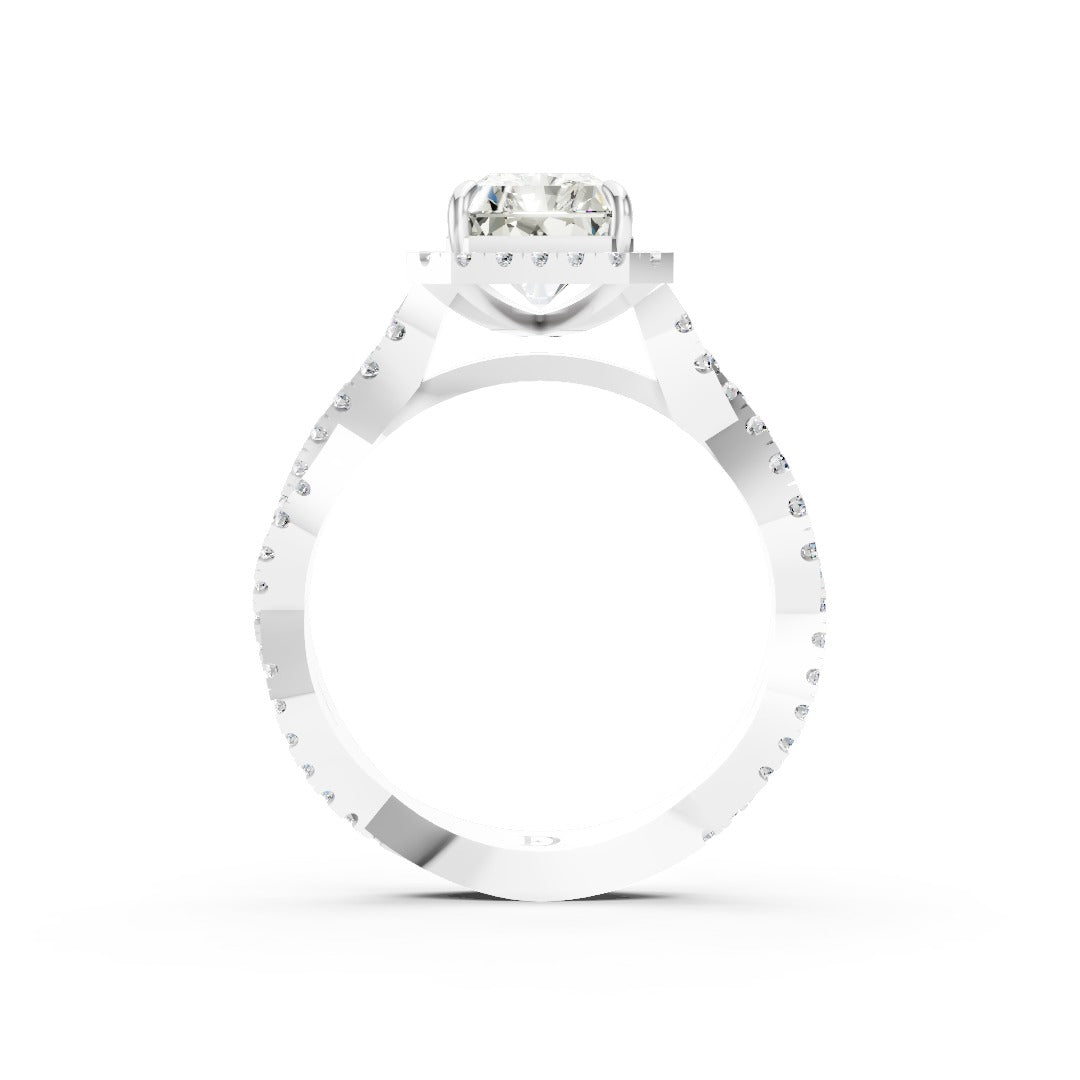 Radiant Cut Diamond Halo with Twisted Pave Ring