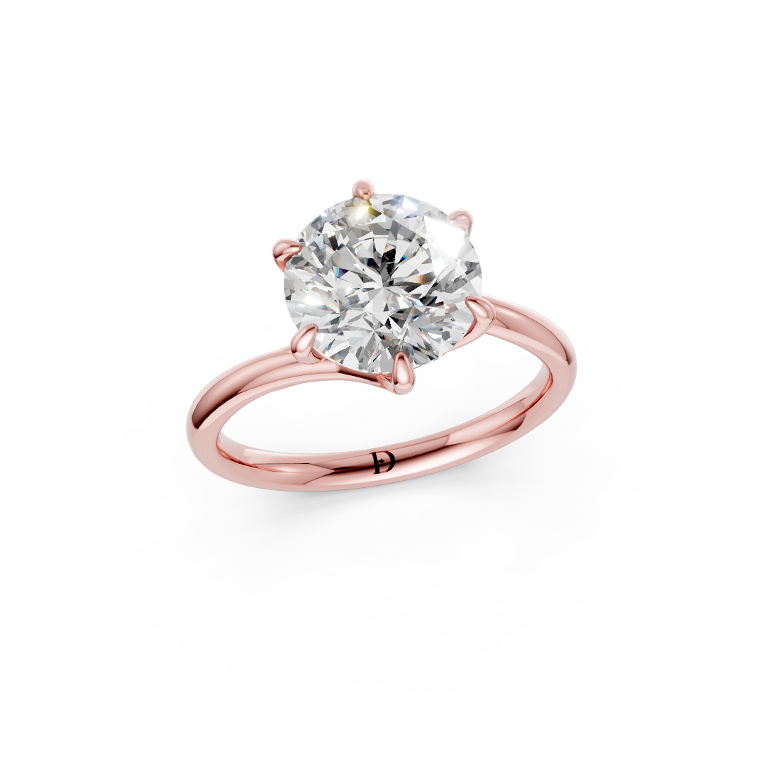 Round Diamond Bypass Shank Solitaire Ring