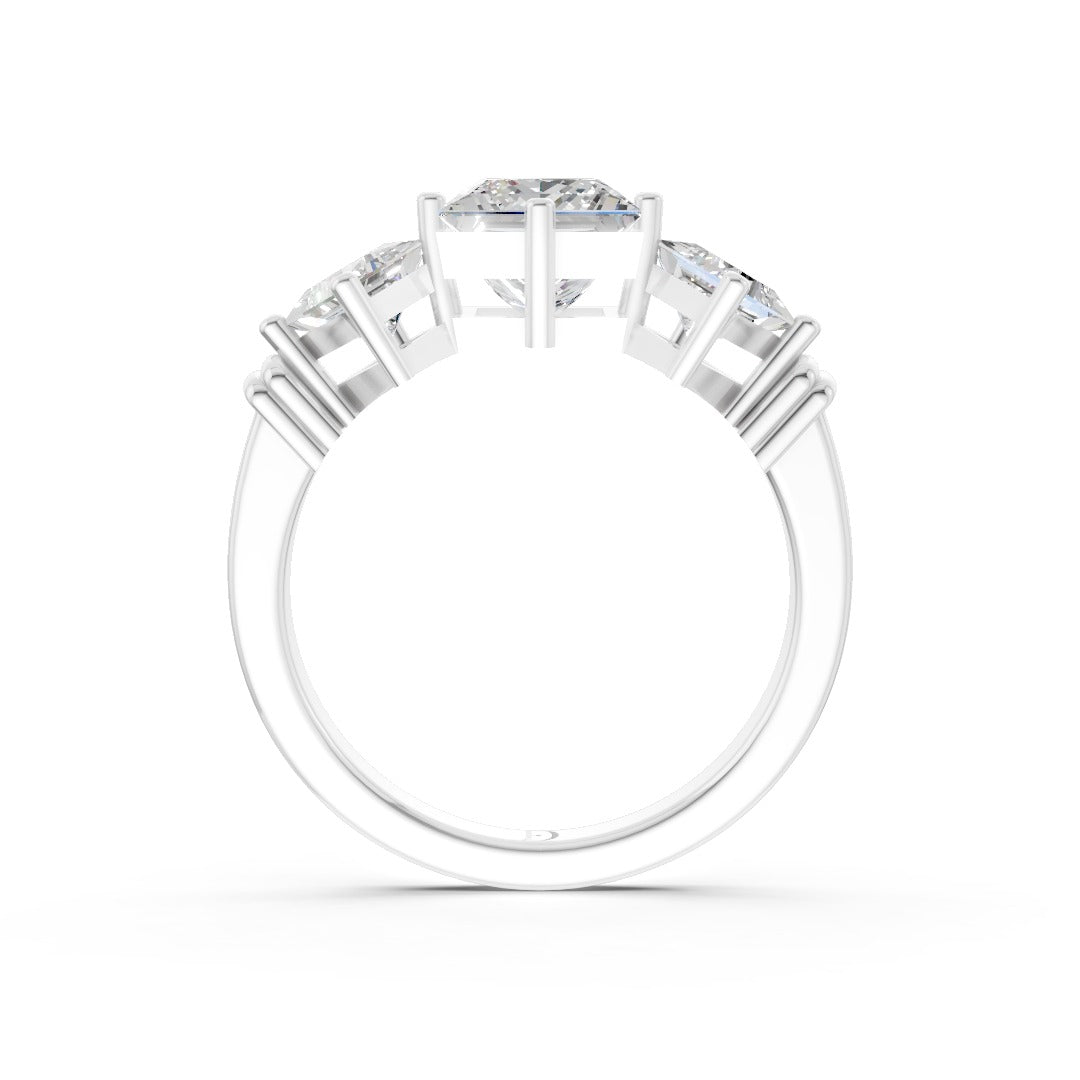 Princess Cut and Princess Cut Diamond Three-Stone Ring