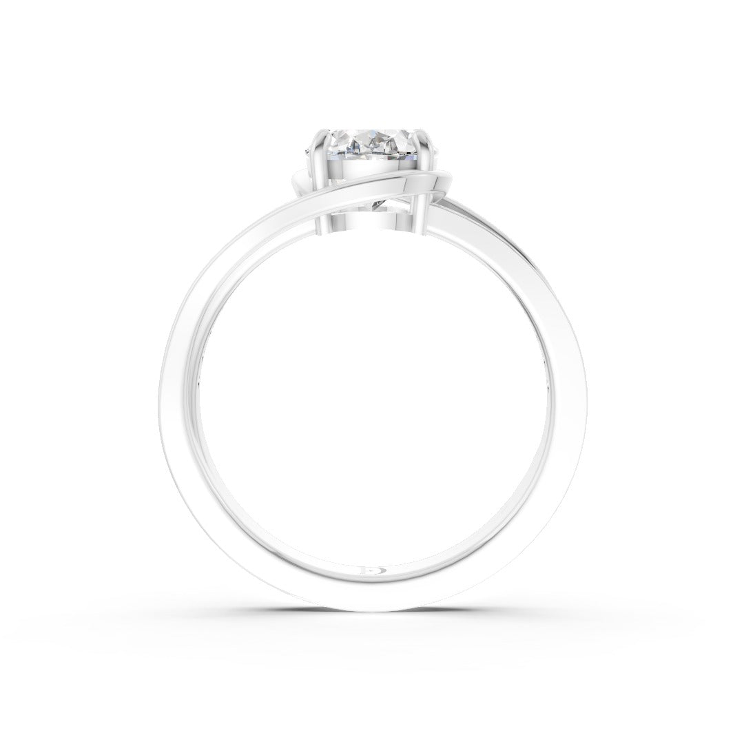 Oval Accented Bypass Lab Diamond Engagement Ring