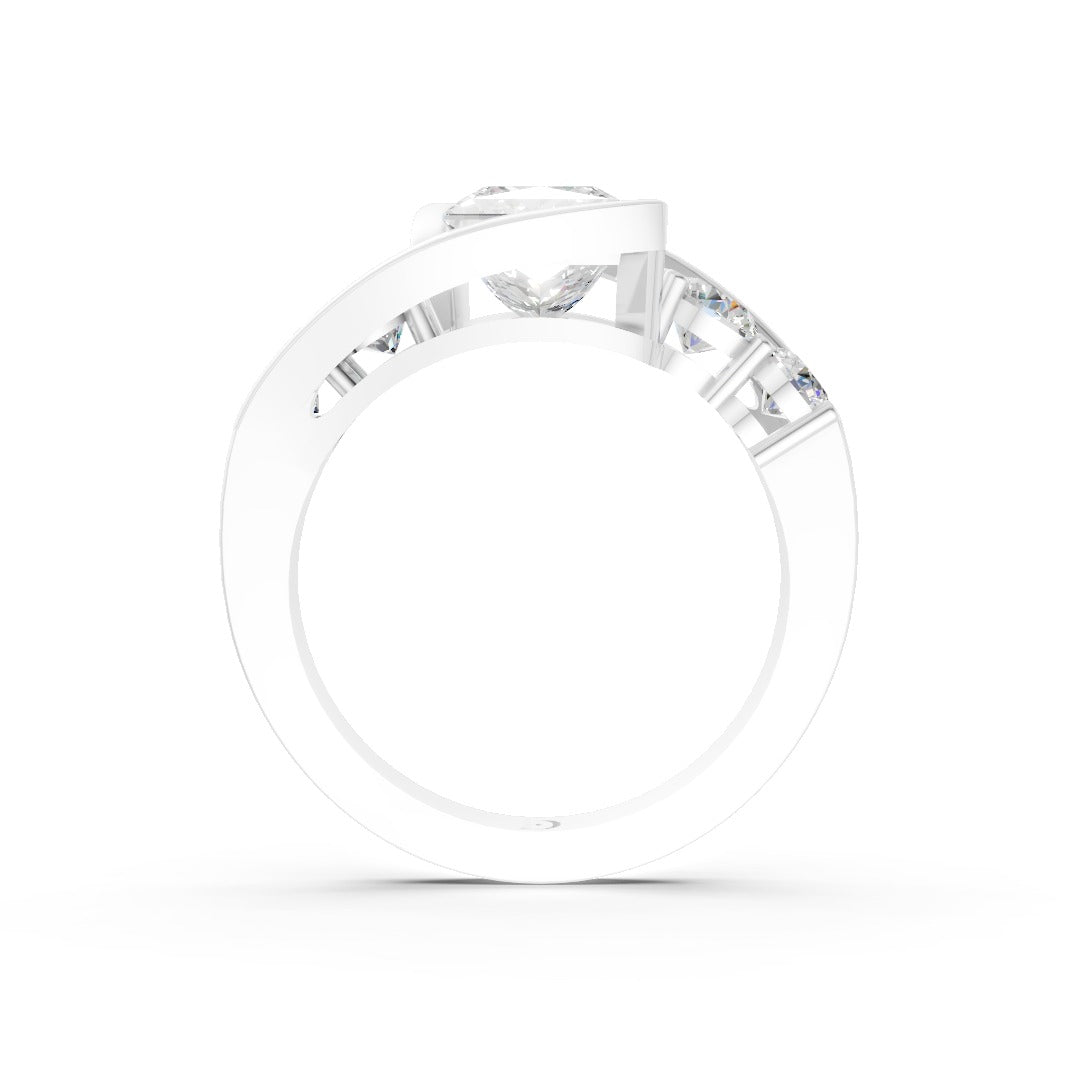 Unique Five-Stone Princess And Round Diamond Ring