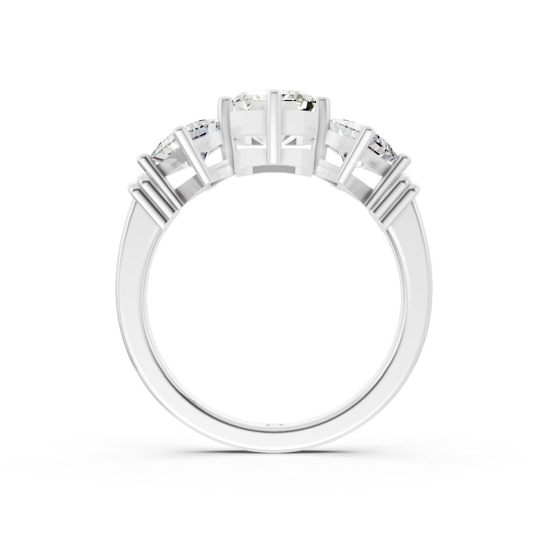 Emerald Cut and Princess Cut Diamond Three-Stone Ring