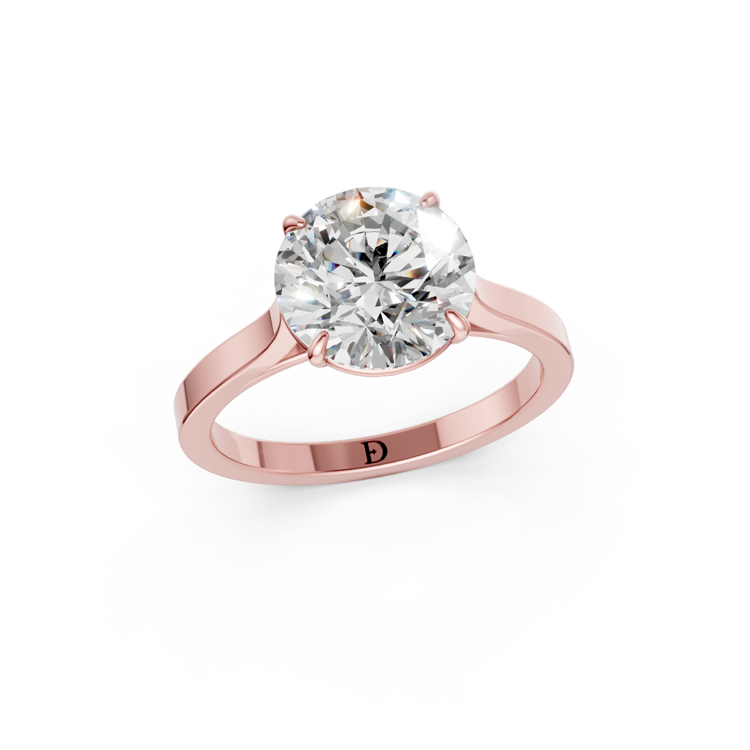 Round Solitaire Cathedral Shank Ring