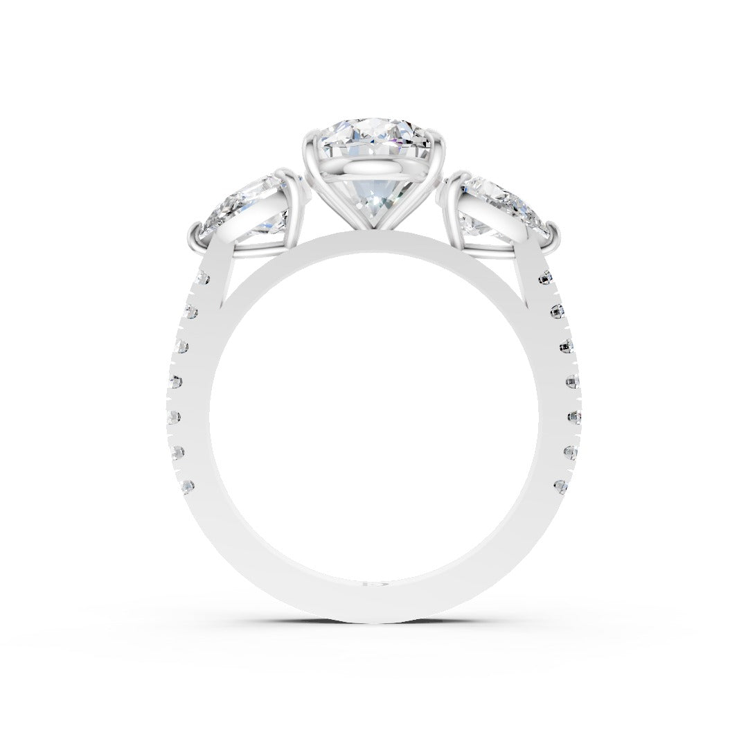 Oval Cut Lab Grown Diamond Three Stone Engagement Ring