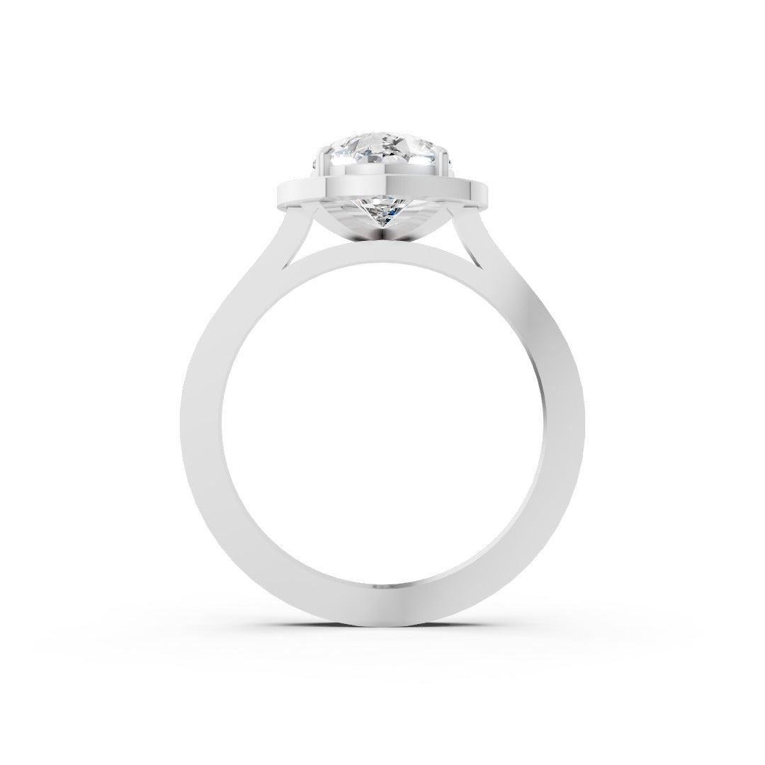 Pear Cut Lab Grown Diamond Halo Engagement Ring