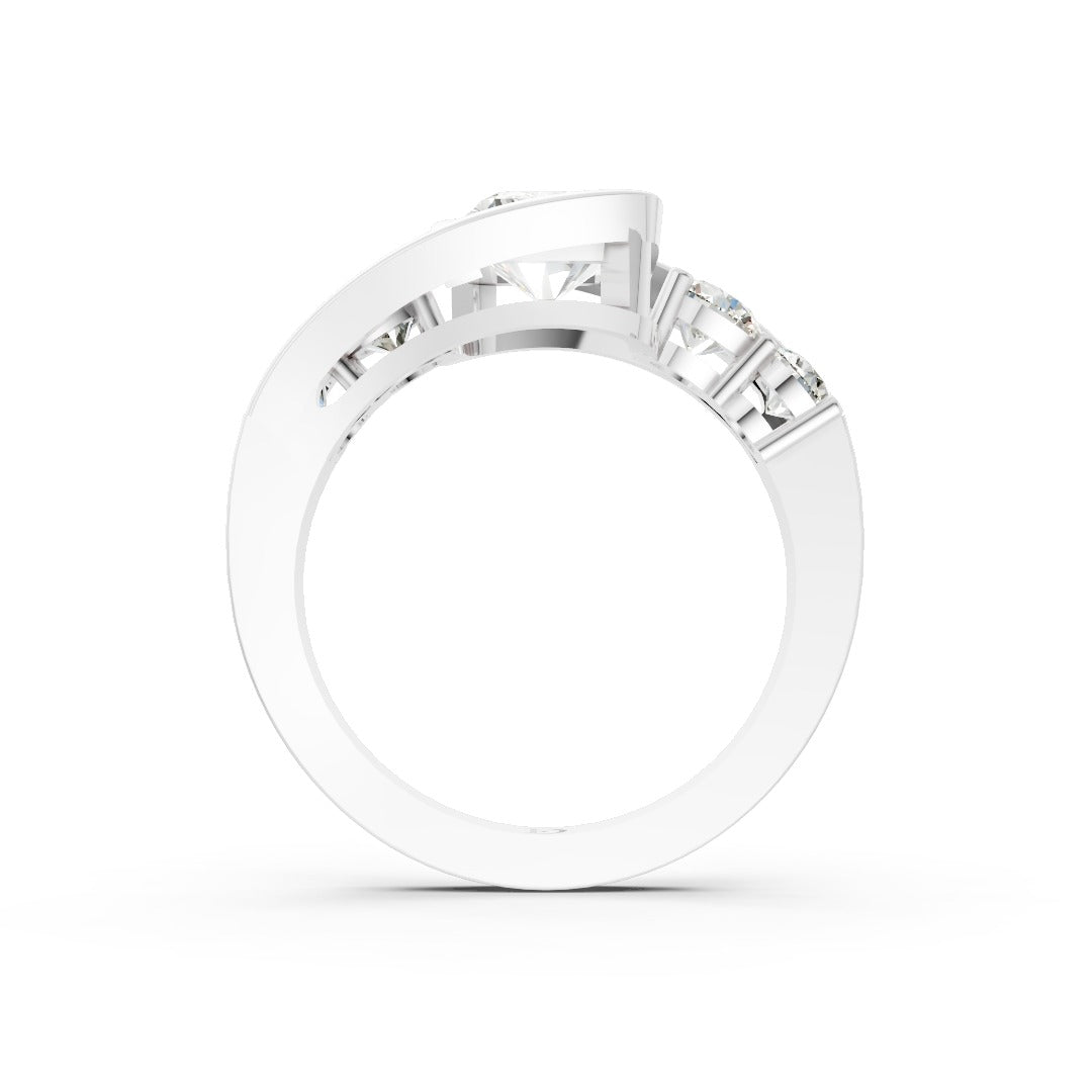 Unique Five-Stone Radiant And Round Diamond Ring