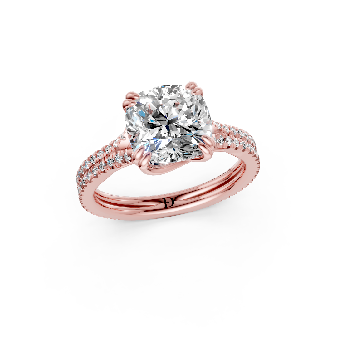 Cushion Diamond Double Band Engagement Ring