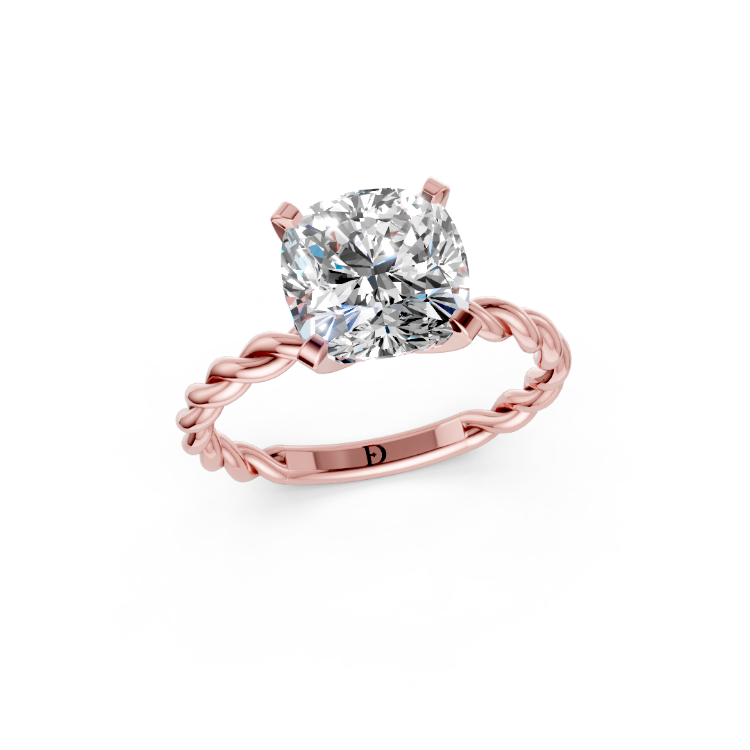 Cushion Diamond Twisted Shank Ring