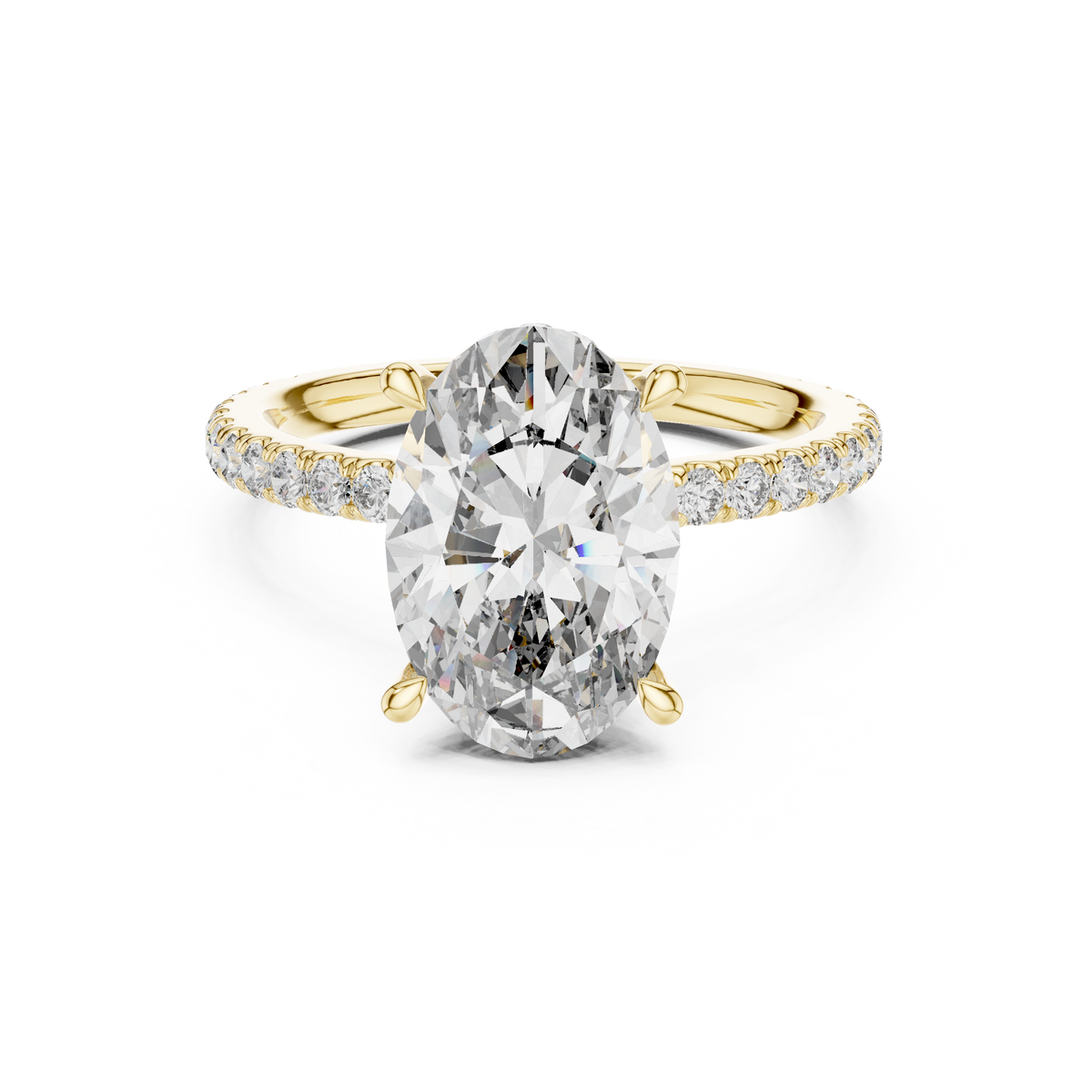 Oval Diamond Double Hidden Halo Pave Set Ring