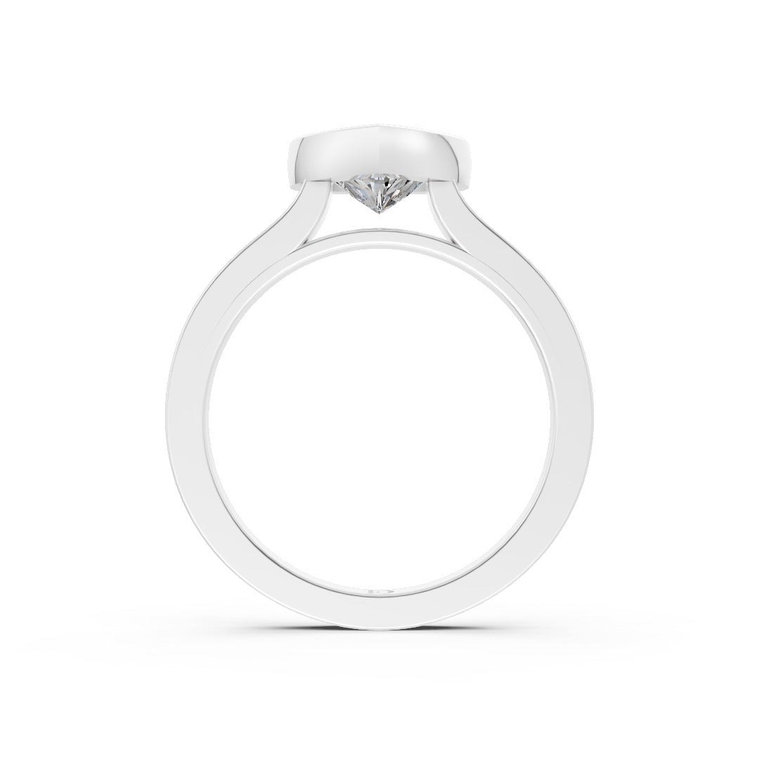 Heart Cut Bezel Solitaire Lab Diamond Wedding Ring