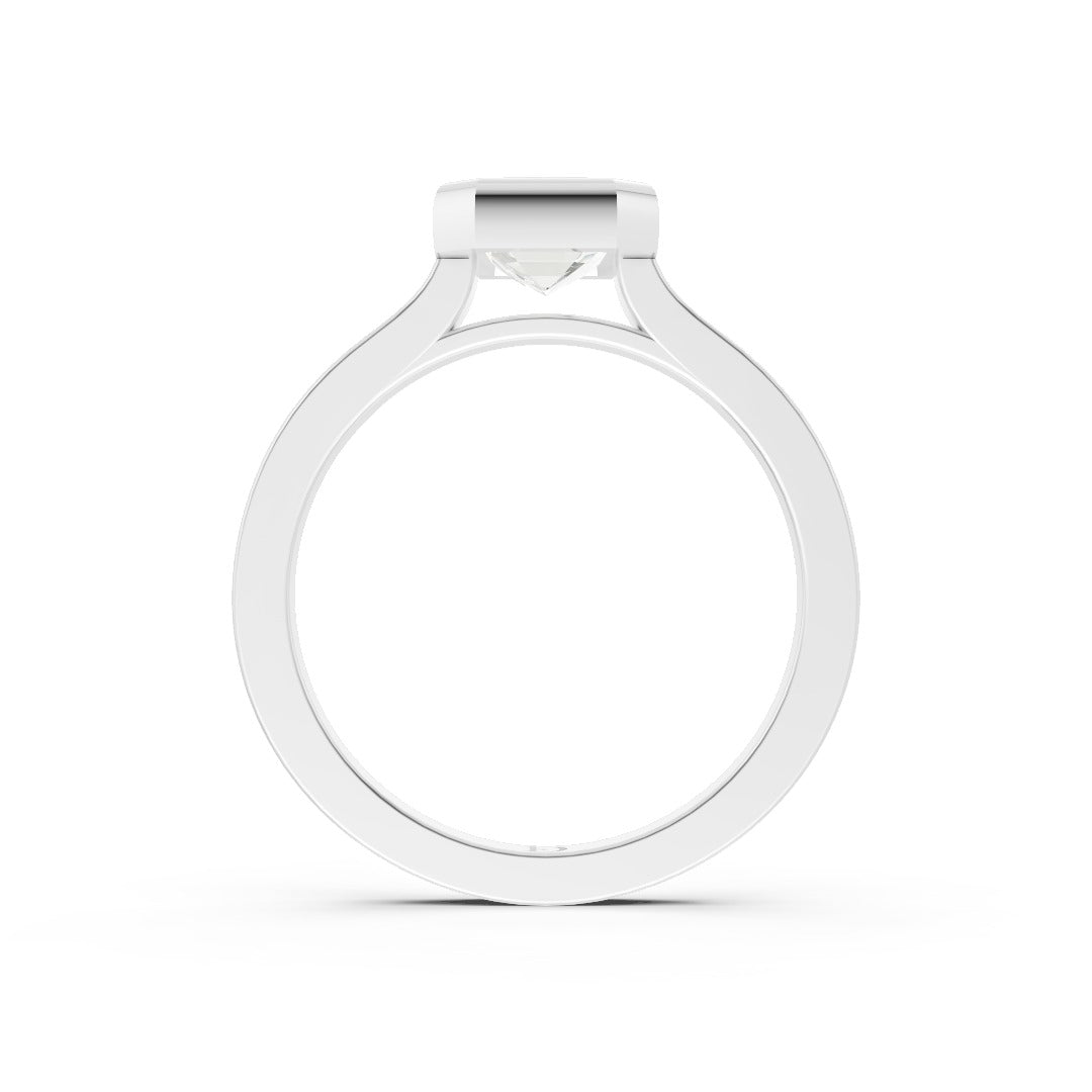 Emerald Cut Bezel Solitaire Lab Diamond Wedding Ring