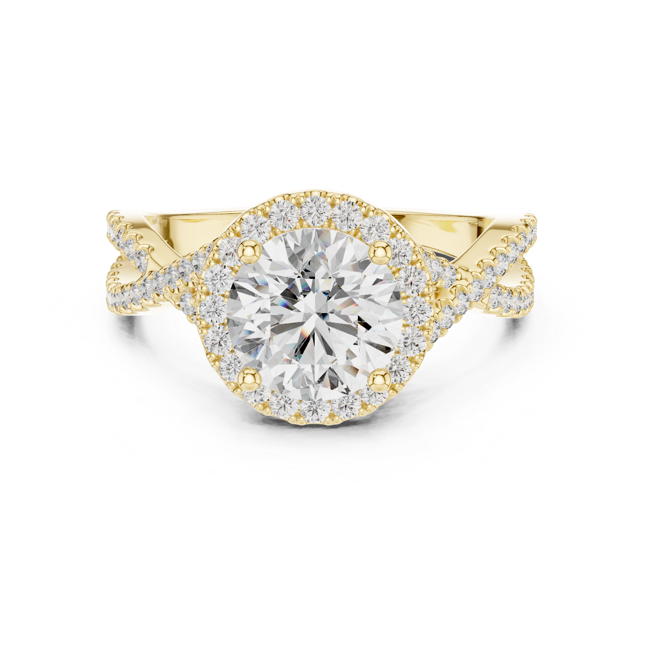 Round Twisted Pave Diamond Ring