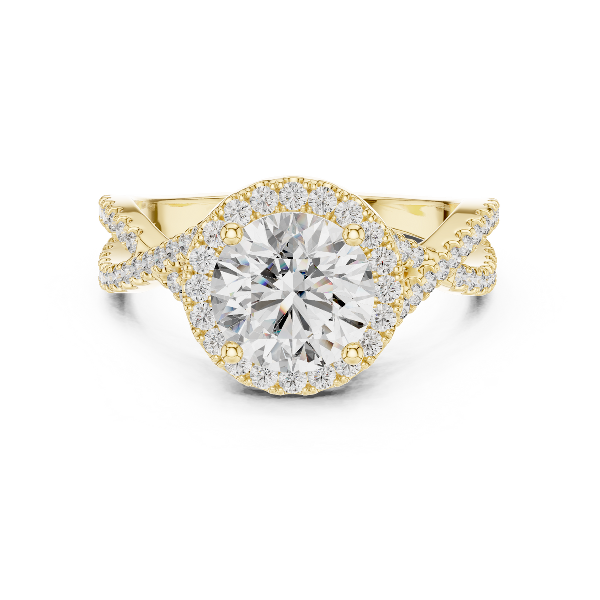 Round Twisted Pave Diamond Ring