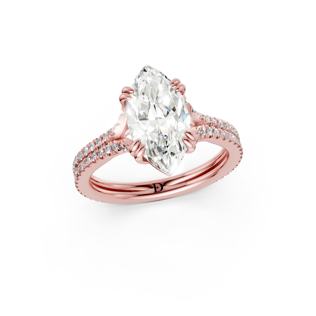 Marquise Diamond Double Band Engagement Ring