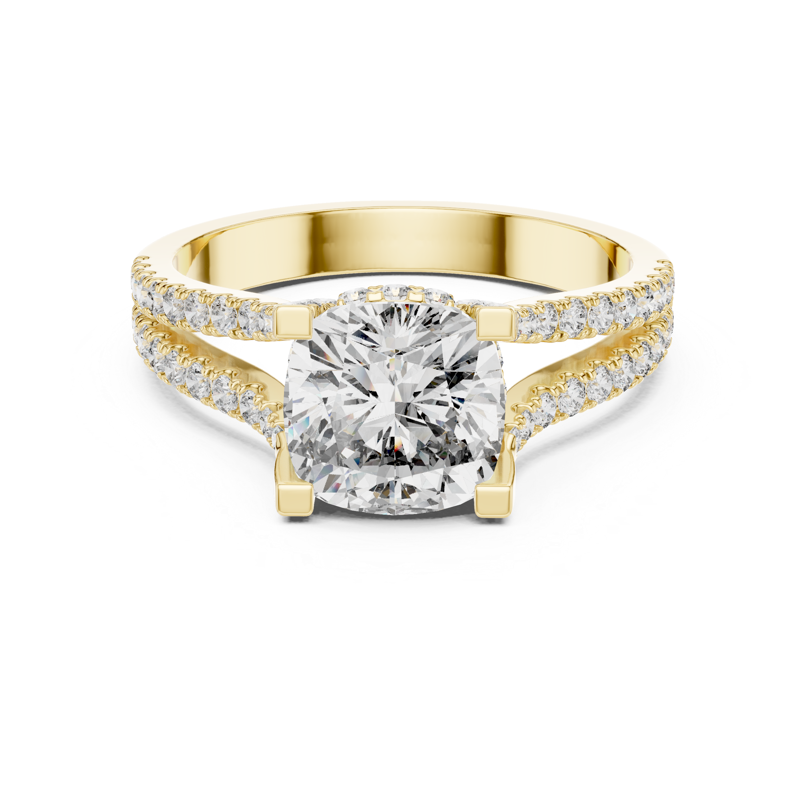 Cushion Cut Split Shank Pave Anniversary Ring