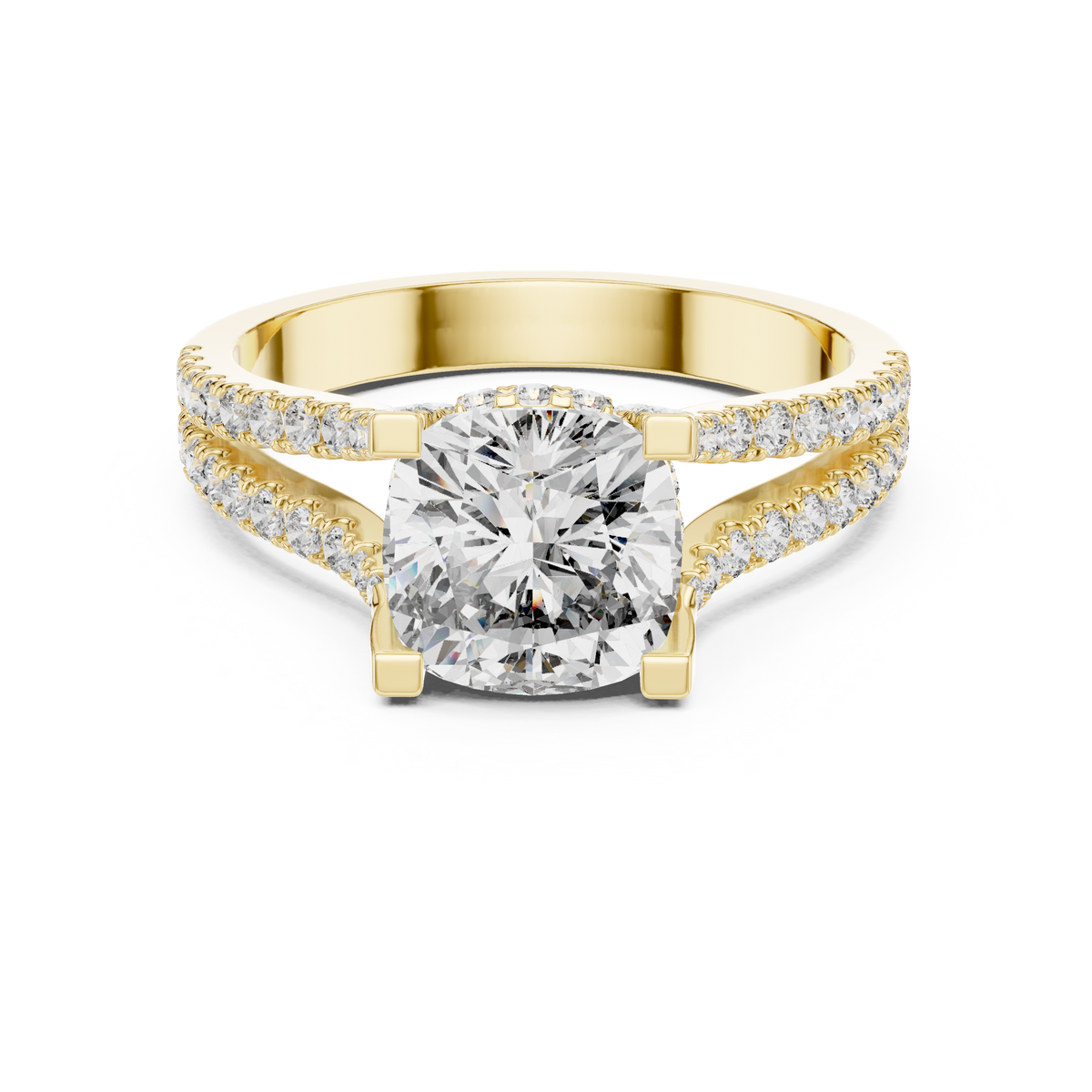 Cushion Cut Split Shank Pave Anniversary Ring