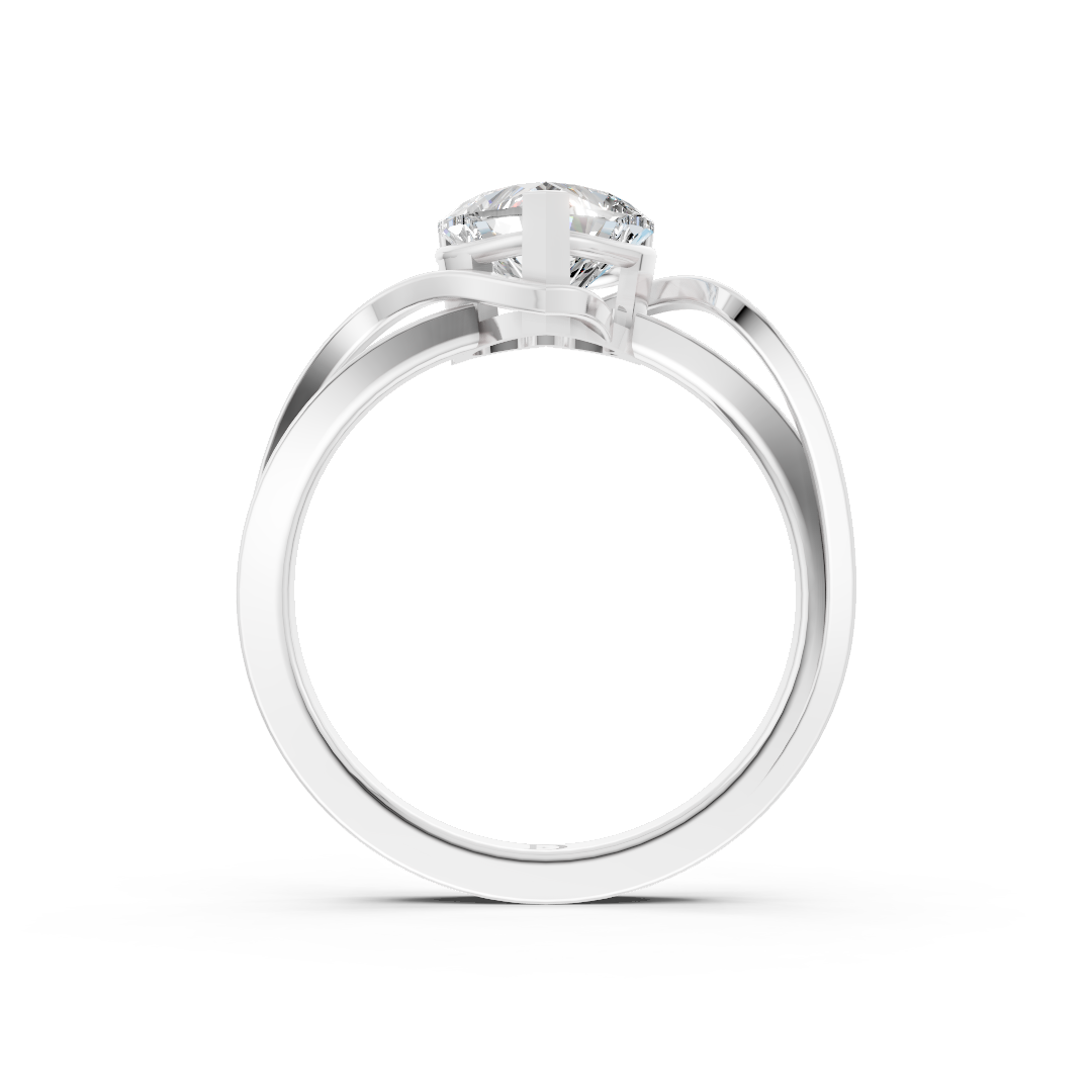 Heart Cut Diamond Bypass With Ribbon Wrap Set Ring