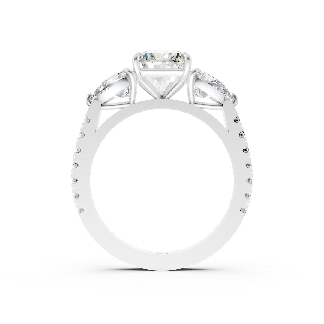 Radiant Cut Lab Grown Diamond Three Stone Engagement Ring