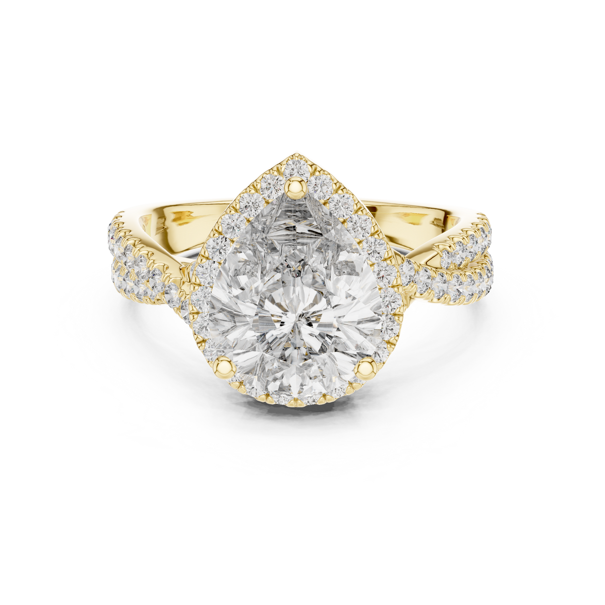 Pear Cut Twisted Pave Diamond Wedding Ring