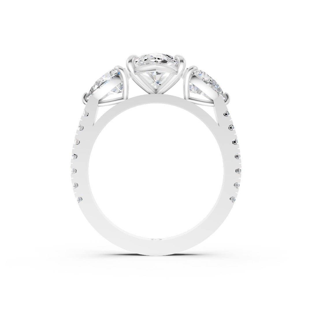 Marquise Cut Lab Grown Diamond Three Stone Engagement Ring