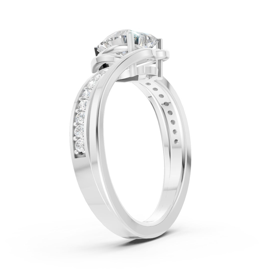 Heart Accented Bypass Lab Diamond Engagement Ring