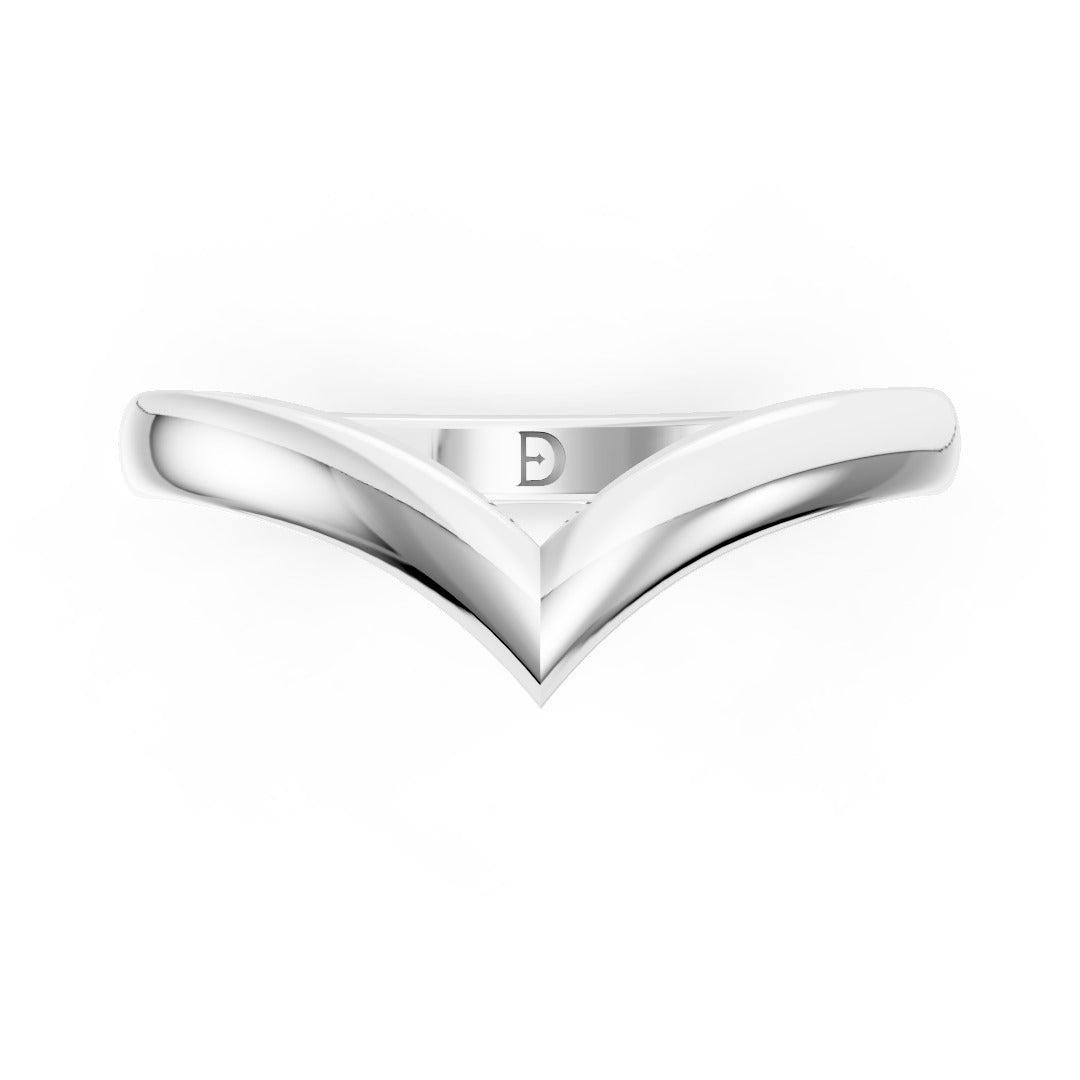 Unisex Classic V-Shape Plain Gold Wedding Band