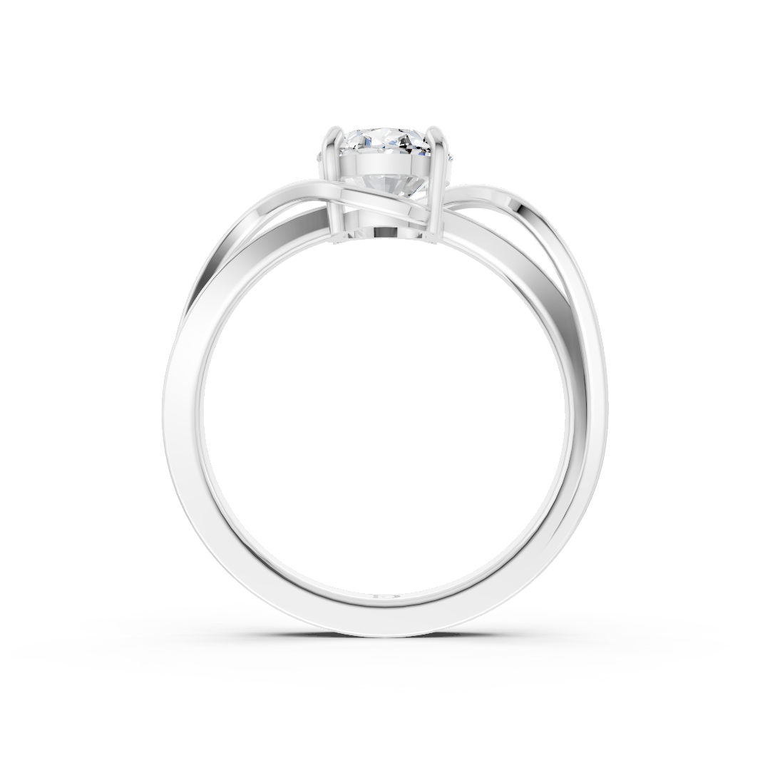 Oval Cut Diamond Bypass With Ribbon Wrap Set Ring