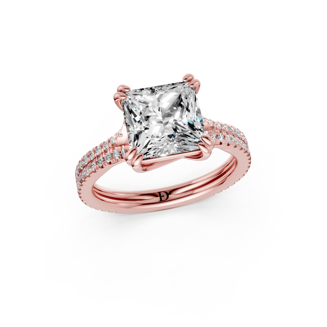 Princess Diamond Double Band Engagement Ring