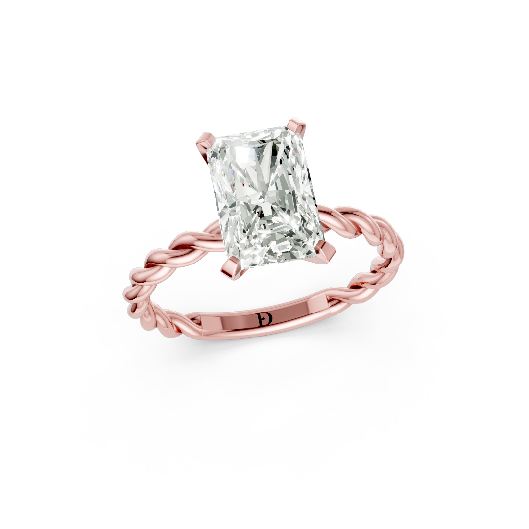 Radiant Diamond Twisted Shank Ring