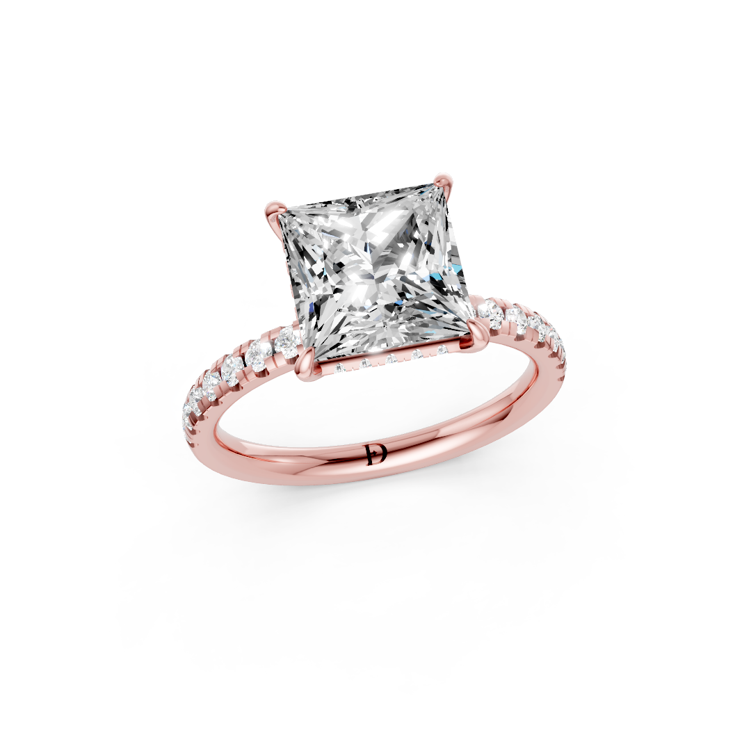 Princess Cut Hidden Halo Pave Set Ring