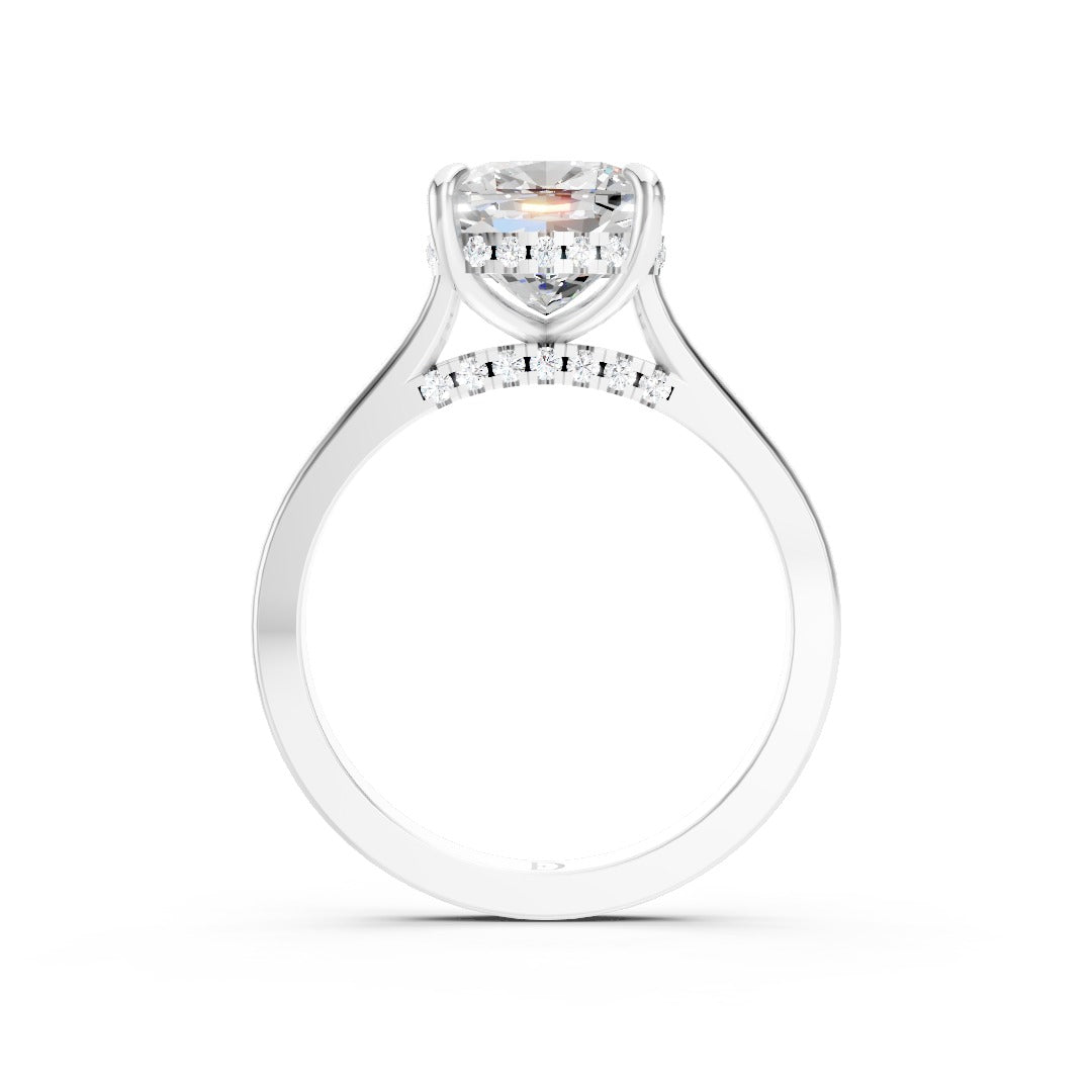 Cushion Diamond Solitaire With Under-Halo & Bridge Accents