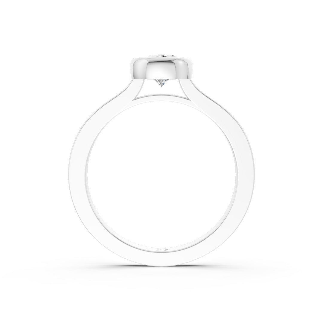 Pear Cut Bezel Solitaire Lab Diamond Wedding Ring