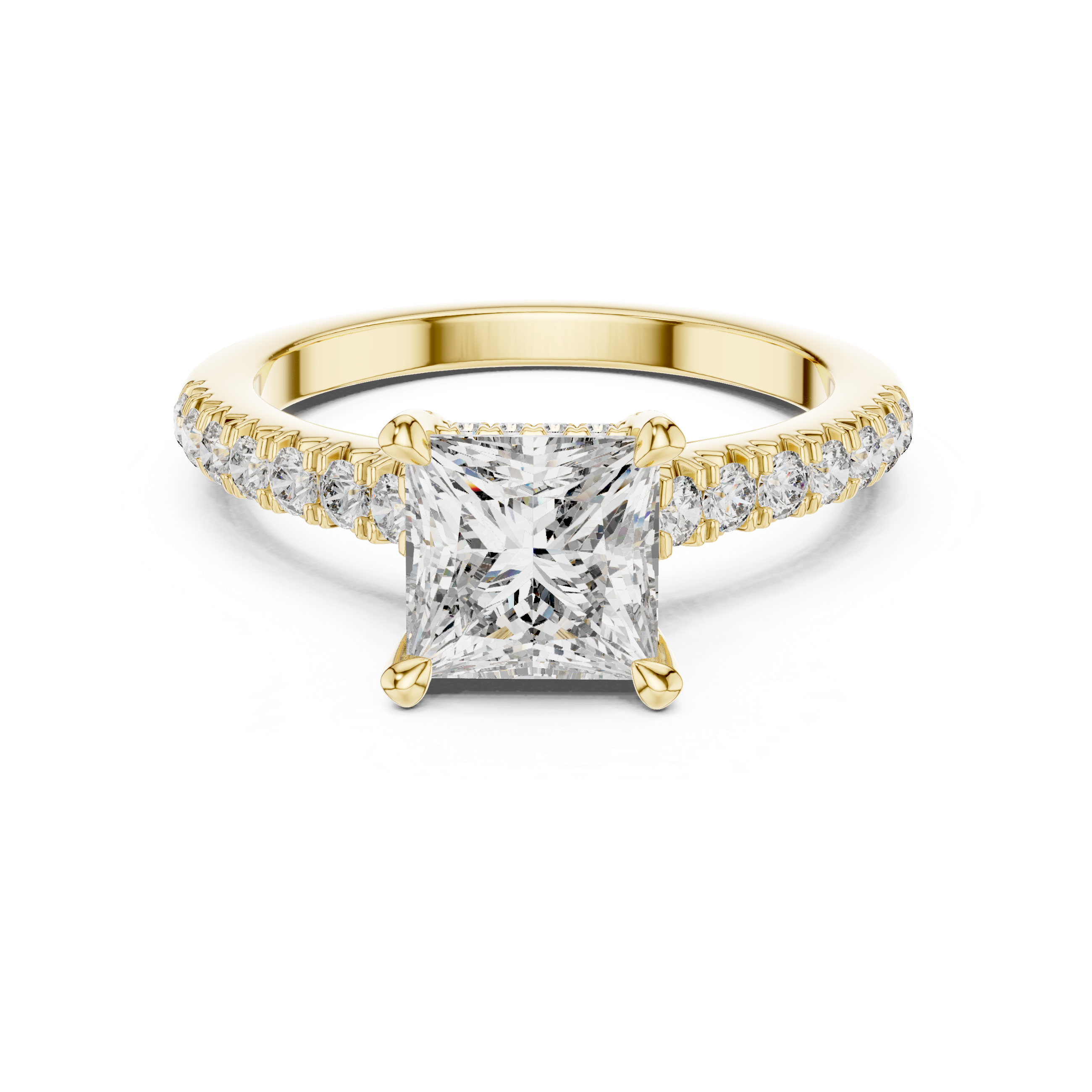 Princess Cut Lab Diamond Cathedral Shank Ring