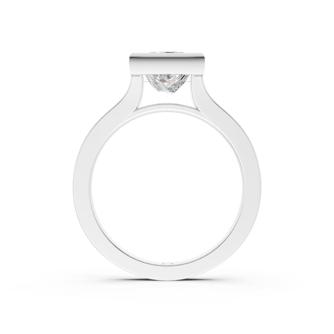 Princess Cut Bezel Solitaire Lab Diamond Wedding Ring