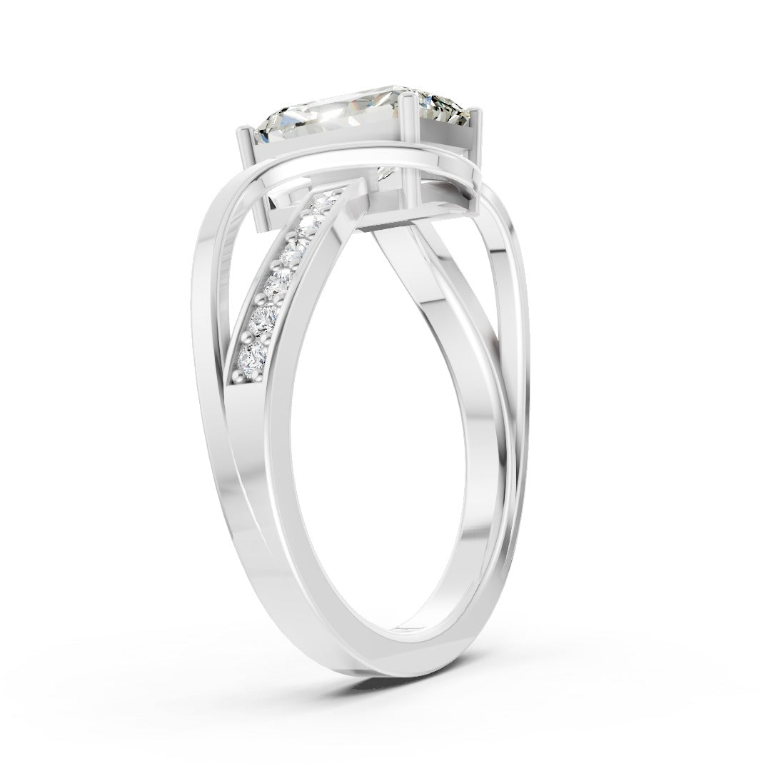 Radiant Cut Diamond Bypass With Ribbon Wrap Set Ring