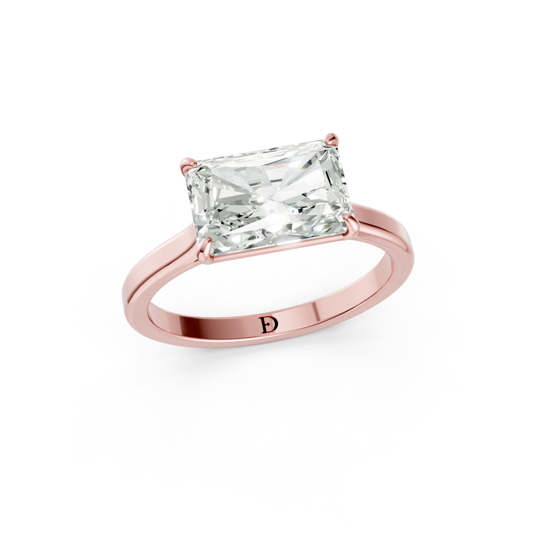 East West Radiant Solitaire Ring