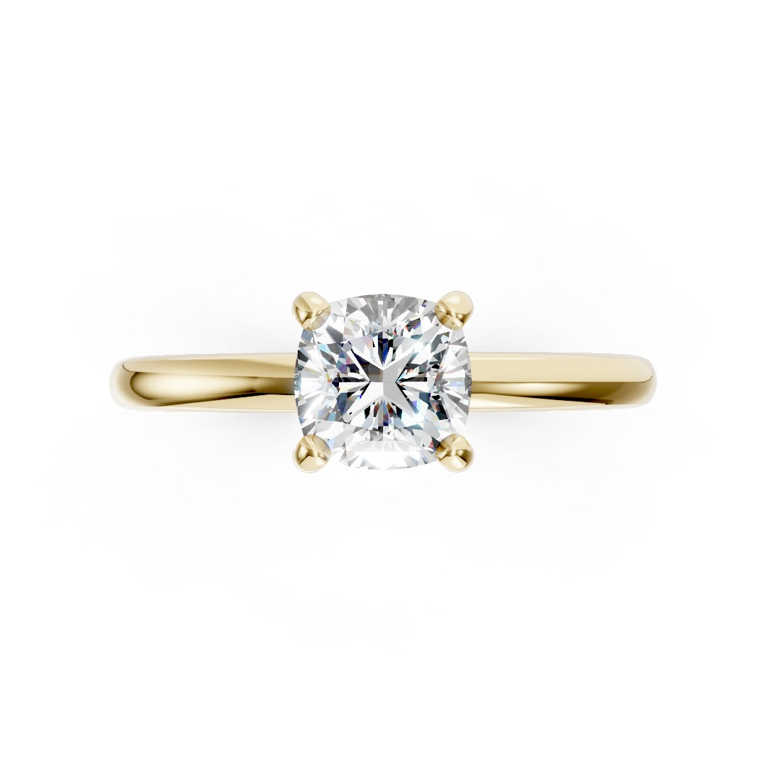 Minimalist Cushion Cut Solitaire Ring with Delicate Band