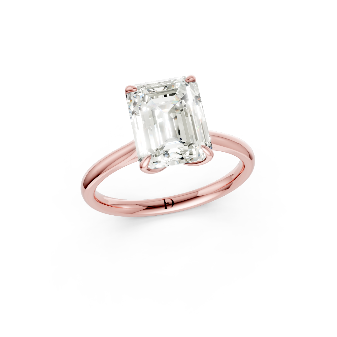 Emerald Cut Flower Prong ring