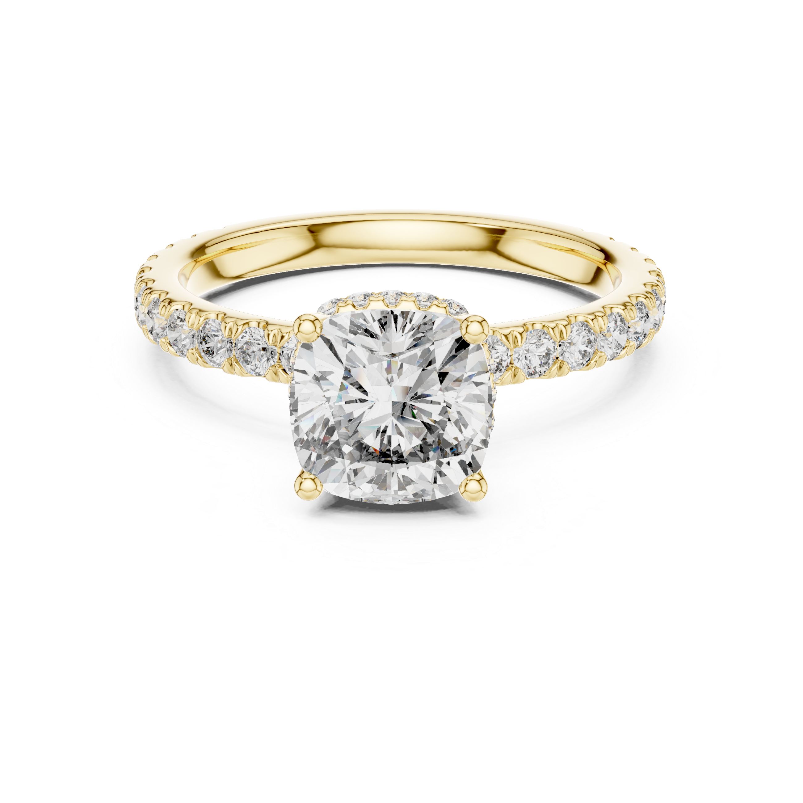 Cushion Diamond Double Hidden Halo Ring