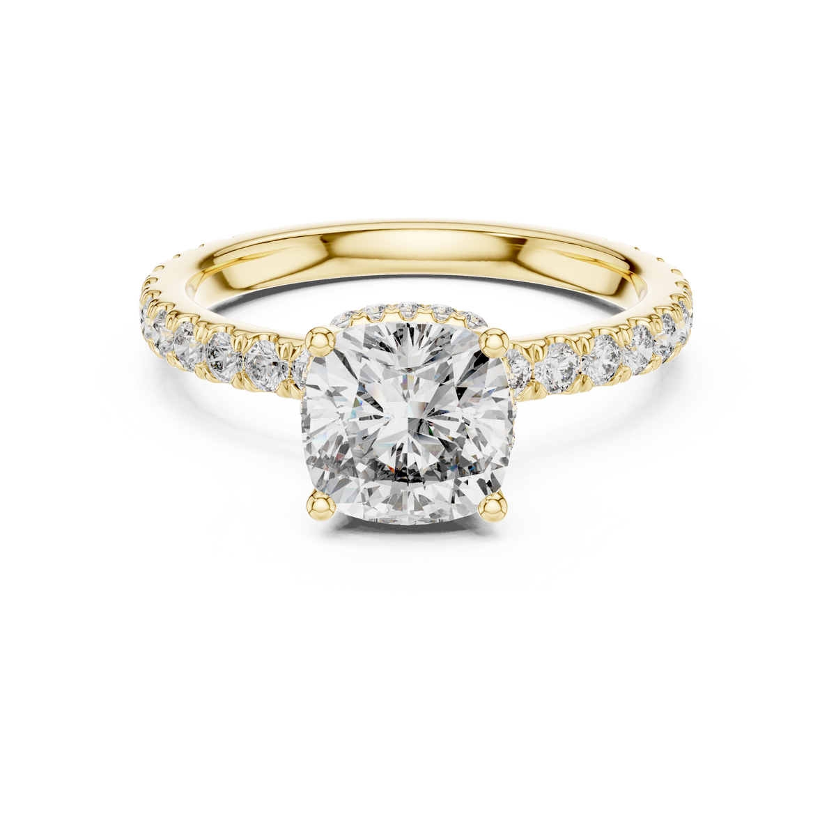 Cushion Diamond Double Hidden Halo Ring