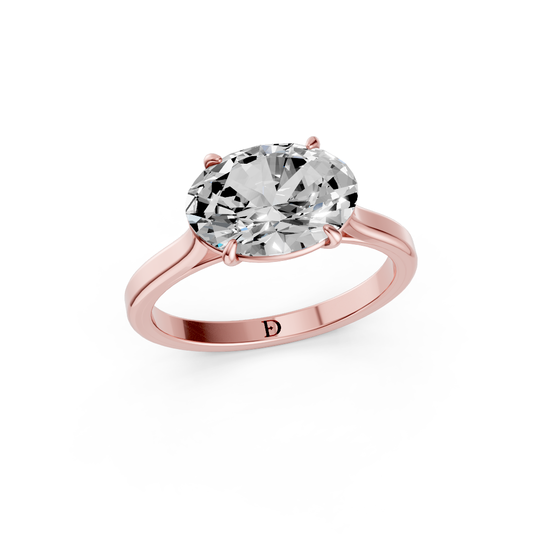 East West Oval Solitaire Ring