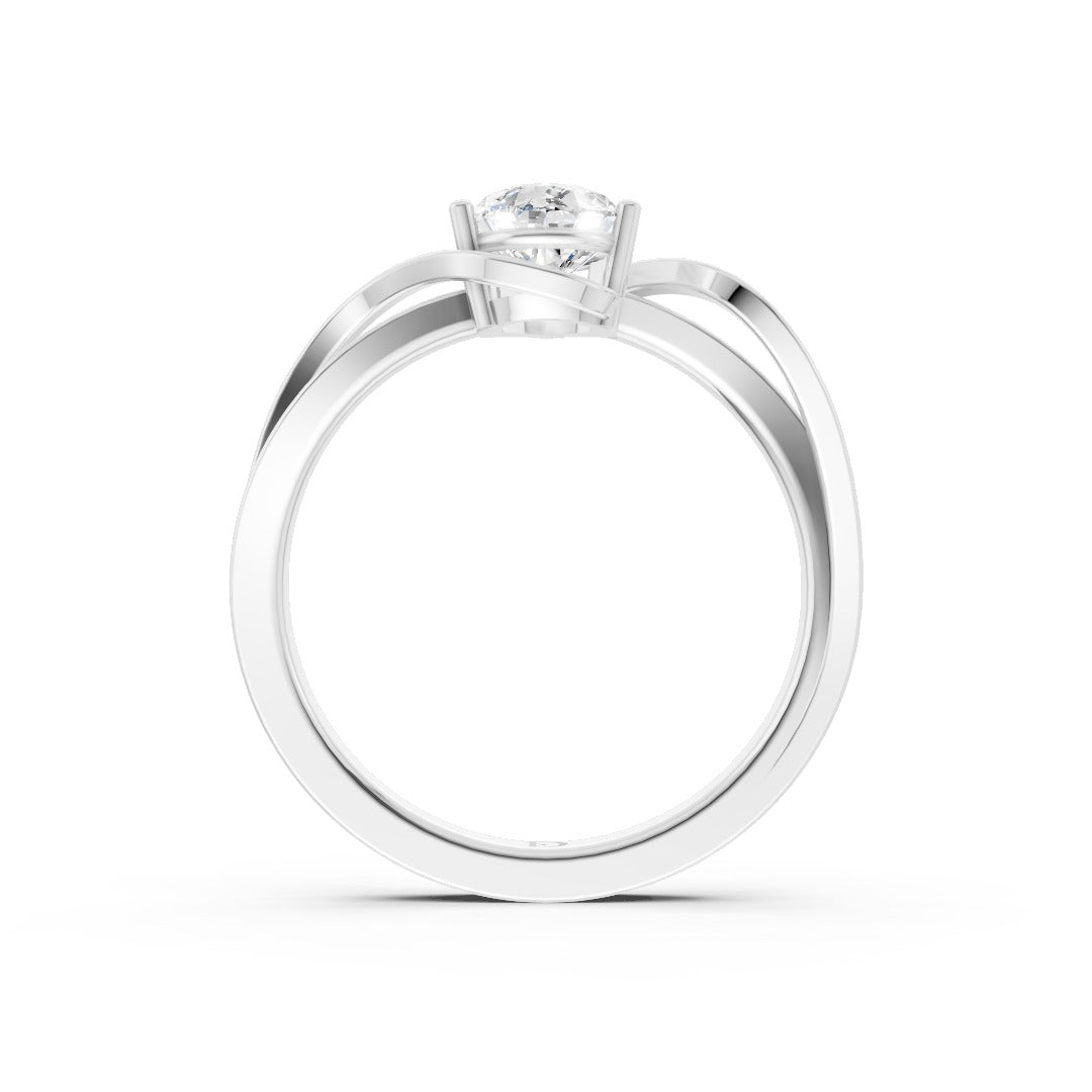 Pear Cut Diamond Bypass With Ribbon Wrap Set Ring
