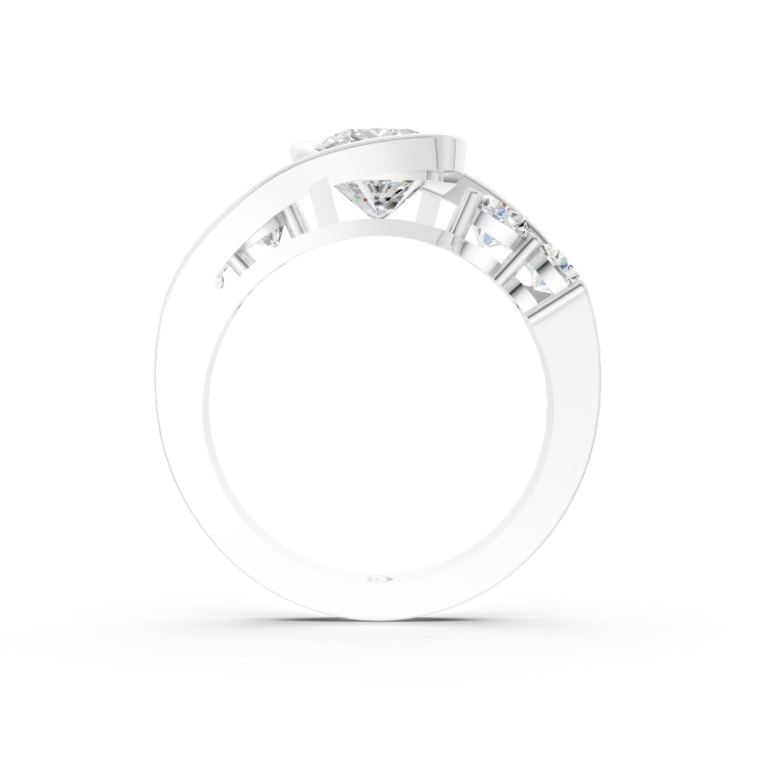 Unique Five-Stone Cushion And Round Diamond Ring